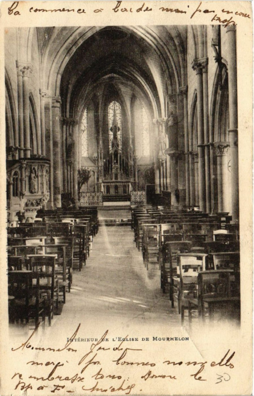 Carte postale ancienne Mourmelon Interieur de l'Eglise