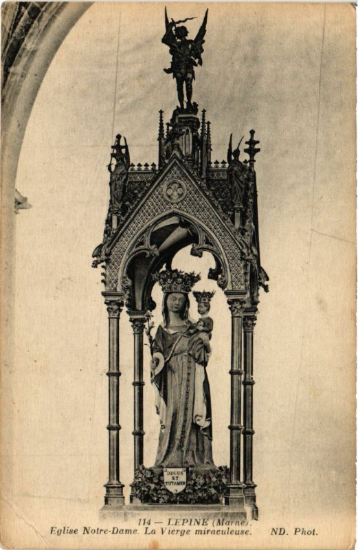 Carte postale ancienne Lepine Eglise Notre-Dame La Vierge miraculeuse