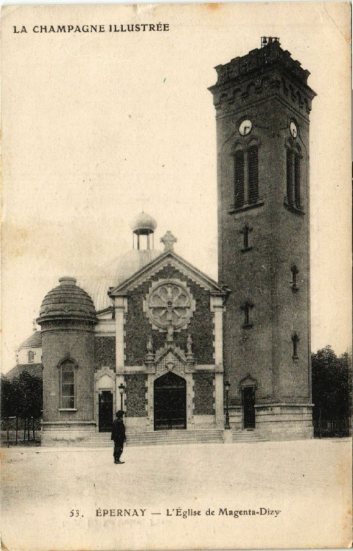 Carte postale ancienne Epernay L'Eglise de Magenta-Dizy à Épernay