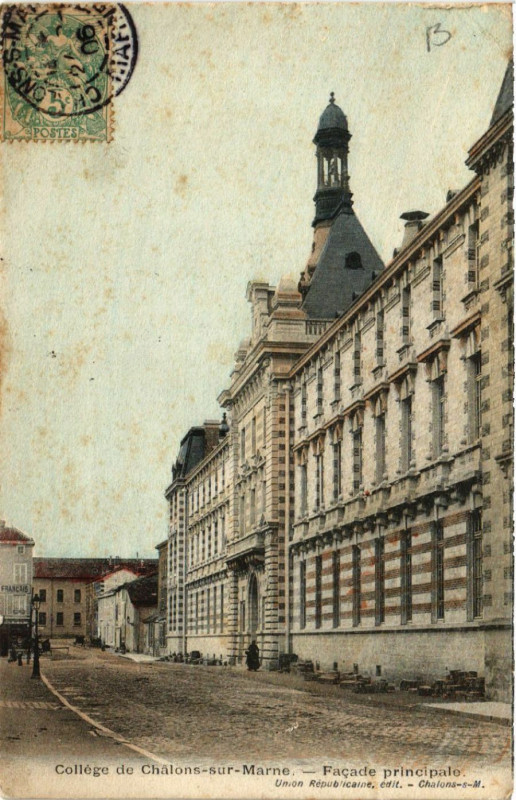 Carte postale ancienne College de Chalons sur Marne Facade principale