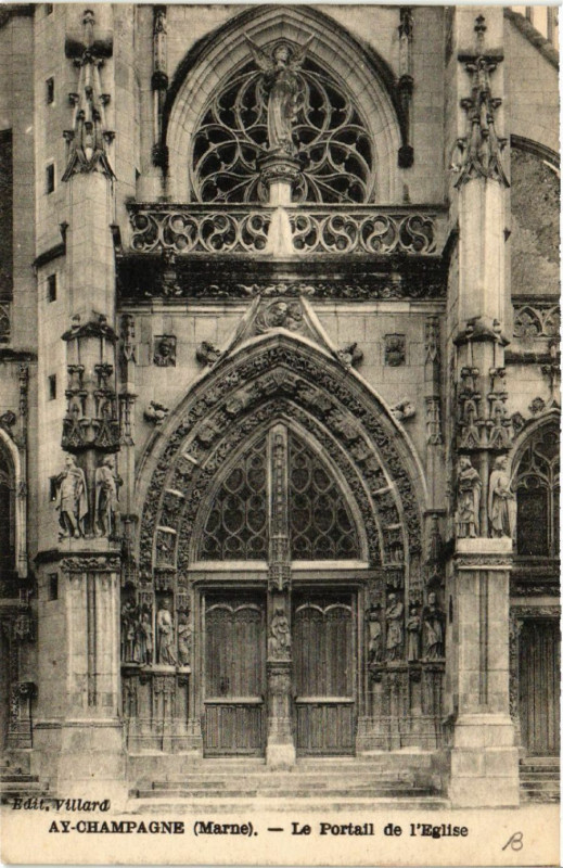Carte postale ancienne Ay Le Portail de l'Eglise