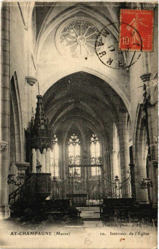 Carte postale ancienne Ay Interieur de l'Eglise