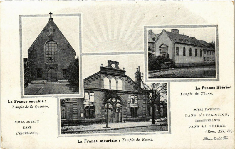 Carte postale ancienne Temple de Reims Thann - St.Quentin à Reims
