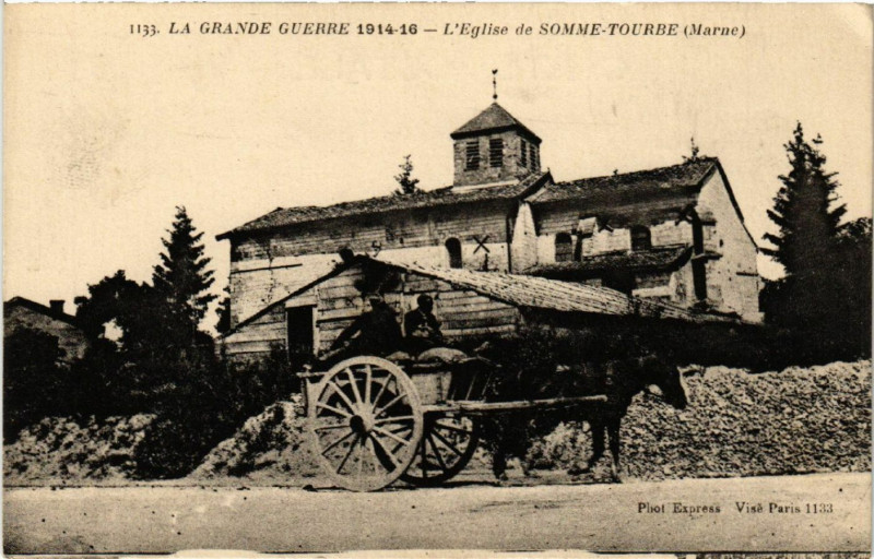 Carte postale ancienne Somme-Tourbe L'Eglise à Somme-Tourbe