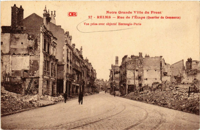 Carte postale ancienne Reims Rue de l'Etape à Reims