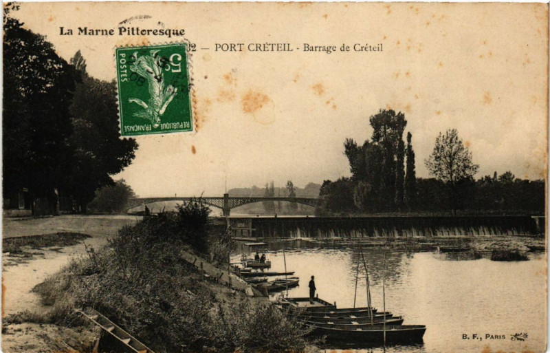 Carte postale ancienne Port Creteil Barrage de Creteil