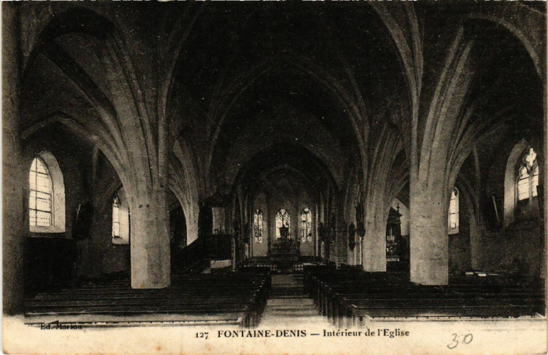 Carte postale ancienne Fontaine-Denis Interieur de l'Eglise
