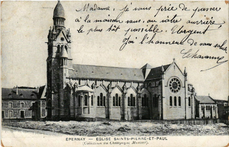 Carte postale ancienne Epernay Eglise Sts-Pierre et Paul à Épernay