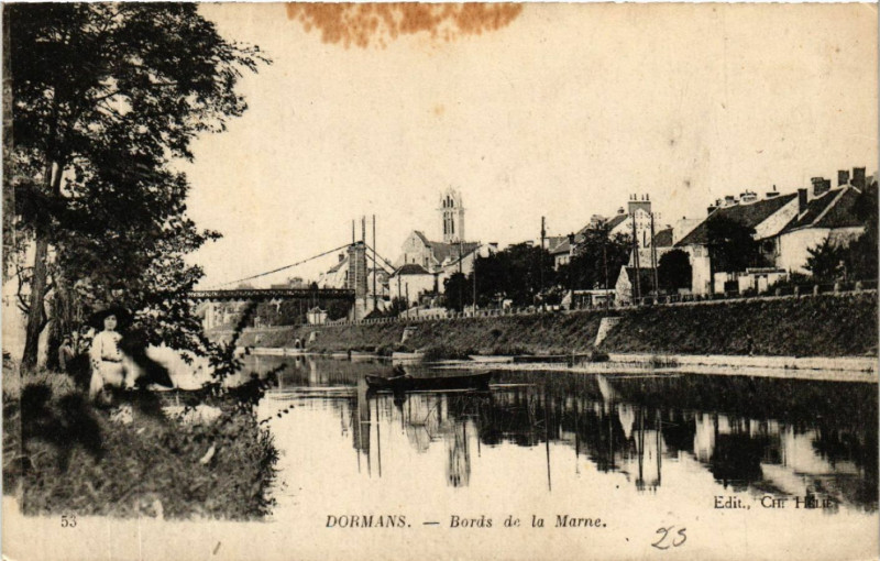 Carte postale ancienne Dormans Bords de la Marne à Dormans