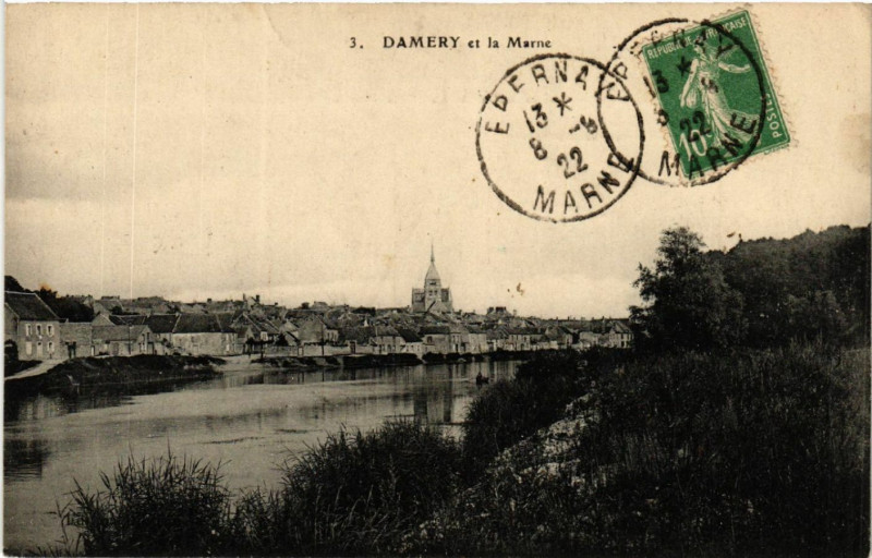 Carte postale ancienne Damery et la Marne à Damery