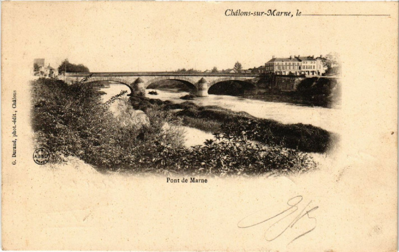 Carte postale ancienne Chalons sur Marne Pont de Marne
