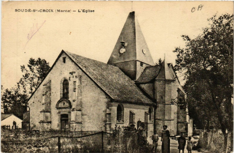 Carte postale ancienne Soude Sainte-Croix L'Eglise à Soudé