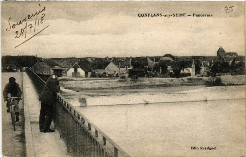 Carte postale ancienne Conflans sur Seine Panorama à Conflans-sur-Seine