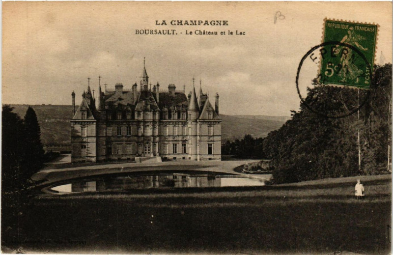 Carte postale ancienne Boursault Le Chateau et le Lac à Boursault