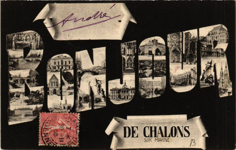 Carte postale ancienne Bonjour de Chalons sur Marne