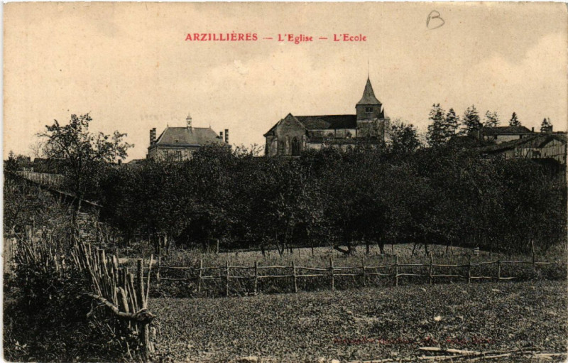 Carte postale ancienne Arzillieres L'Eglise L'Ecole