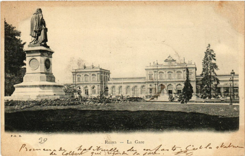 Carte postale ancienne Reims-La Gare à Reims