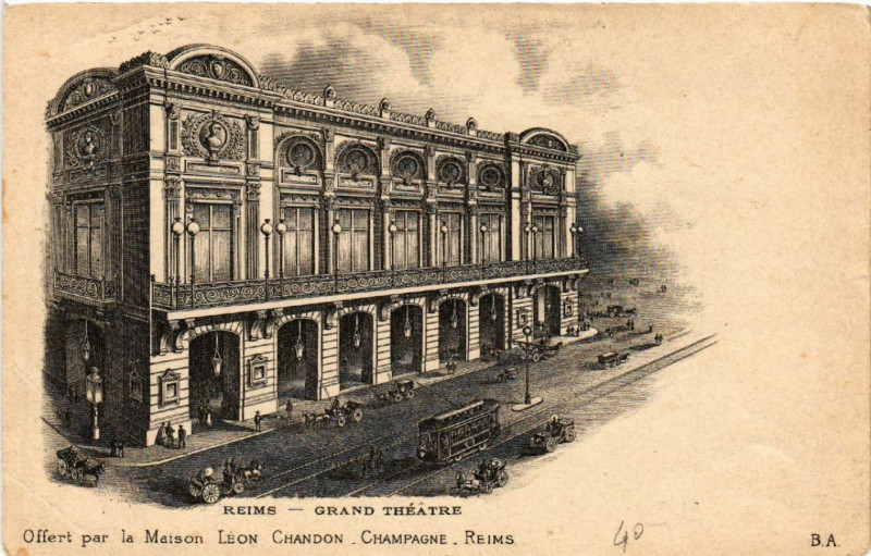Carte postale ancienne Reims-Grand Théatre à Reims