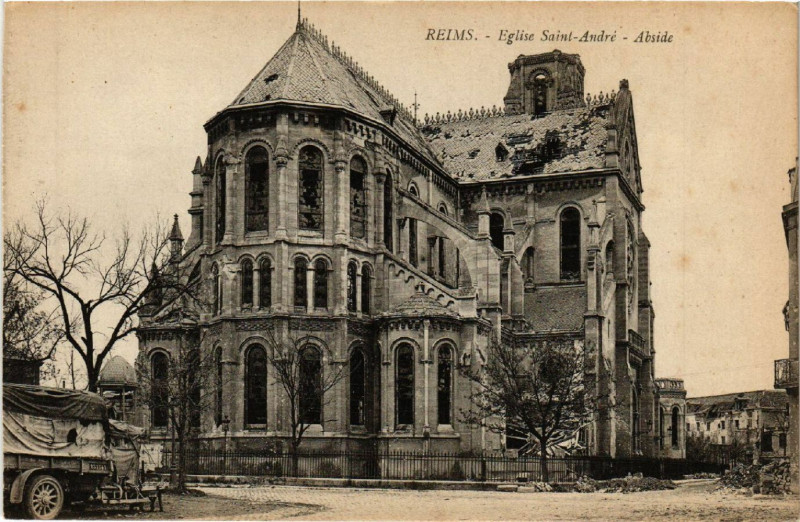 Carte postale ancienne Reims-Eglise Saint-Andre Abside à Reims