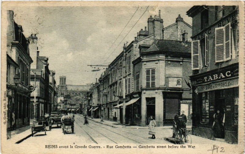 Carte postale ancienne Reims avant La Grande Guerre Rue Gambetta à Reims