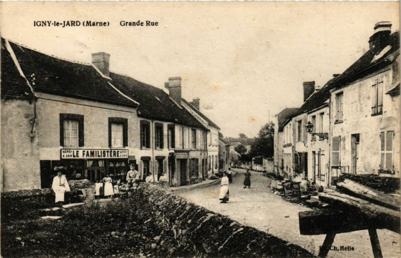 Carte postale ancienne Igny-le-Jard - Grande Rue
