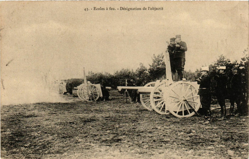 Carte postale ancienne Ecoles a Feu - Designation de l'objectif