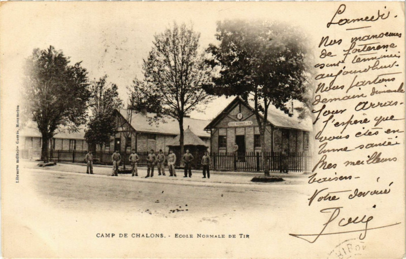 Carte postale ancienne Camp de Chalons - Ecole Normale de Tir