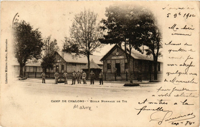 Carte postale ancienne Camp de Chalons - Ecole Normale de Tir