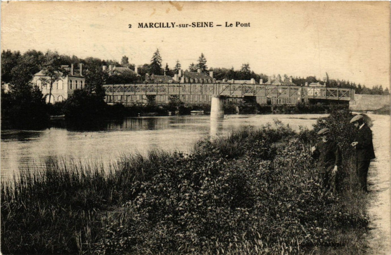 Carte postale ancienne Marcilly sur Seine - Le Pont à Marcilly-sur-Seine