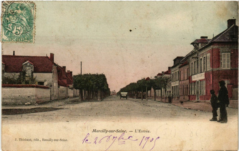 Carte postale ancienne Marcilly sur Seine - L'Entrée à Marcilly-sur-Seine