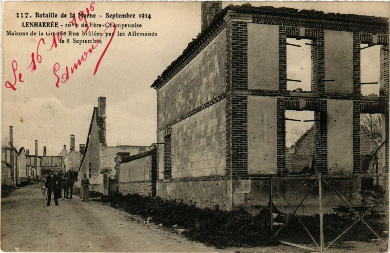 Carte postale ancienne Lenharee - Bataille de la Marne