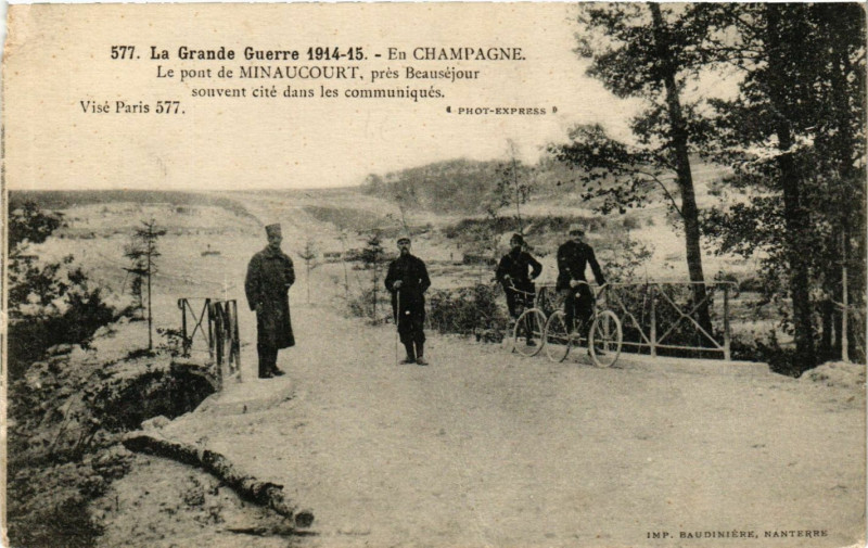 Carte postale ancienne Le Pont de Minaucourt pres Beausejour