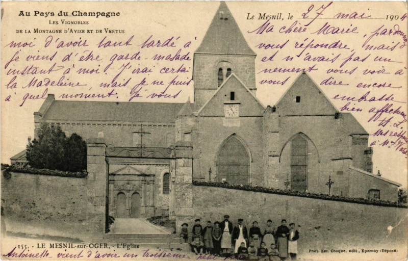 Carte postale ancienne Le Mesnil sur Oger - L'Eglise au Mesnil-sur-Oger