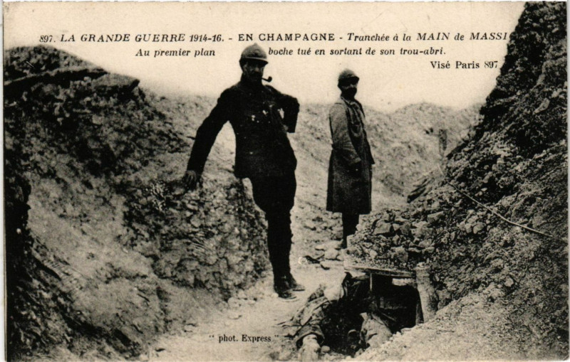 Carte postale ancienne Tranchée a la Main de Massige