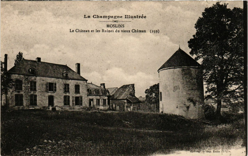 Carte postale ancienne Moslins - Le Chateau et les Ruines du vieux Chateau à Moslins