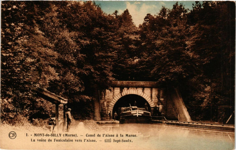 Carte postale ancienne Mont de Billy - Canal de l'Aisne