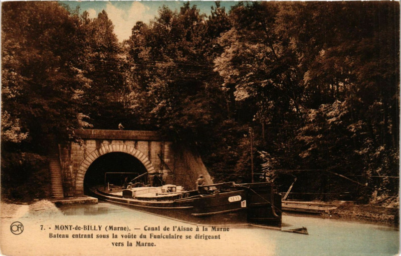Carte postale ancienne Mont de Billy - Canal de l'Aisne