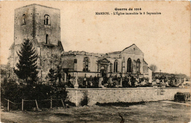 Carte postale ancienne Marson - L'Eglise à Marson