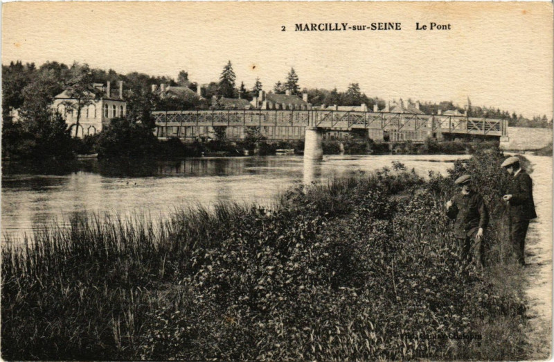 Carte postale ancienne Marcilly sur Seine - Le Pont à Marcilly-sur-Seine