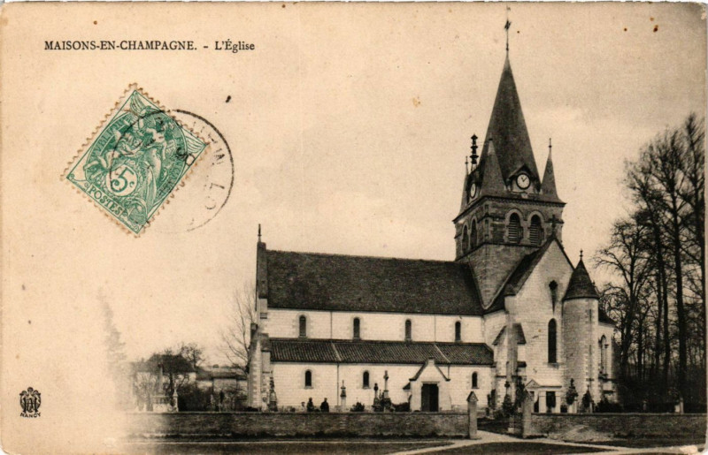 Carte postale ancienne Maison en Champagne - L'Eglise