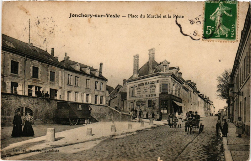 Carte postale ancienne Jonchery sur Vesle - Place du Marché à Jonchery-sur-Vesle