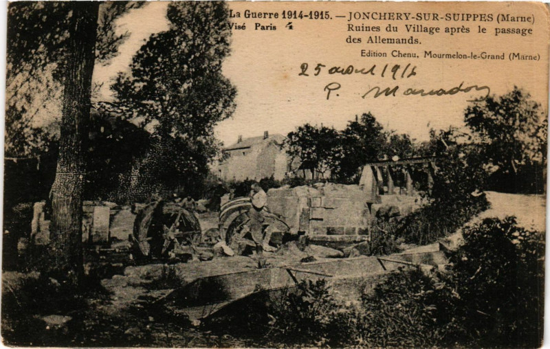 Carte postale ancienne Jonchery sur Suippes - Ruines du Village à Suippes