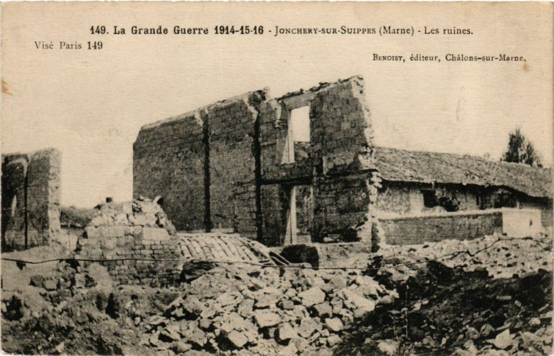 Carte postale ancienne Jonchery sur Suippes - Les Ruines à Suippes