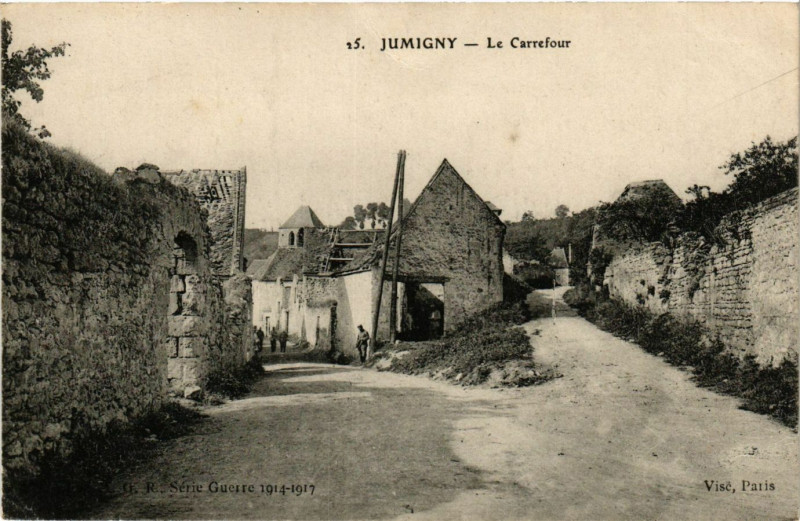Carte postale ancienne Jumigy - Le Carrefour