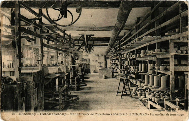 Carte postale ancienne Martel & Thomas - Un atelier de tournage