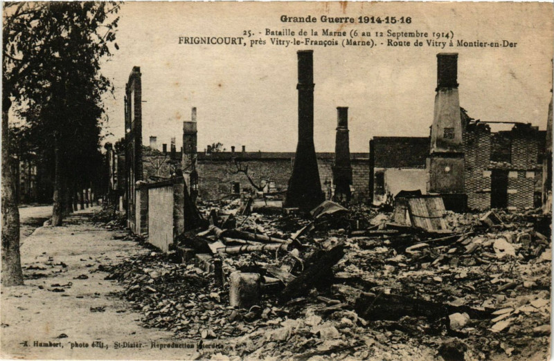 Carte postale ancienne Frignicourt - Bataille de la Marne à Frignicourt