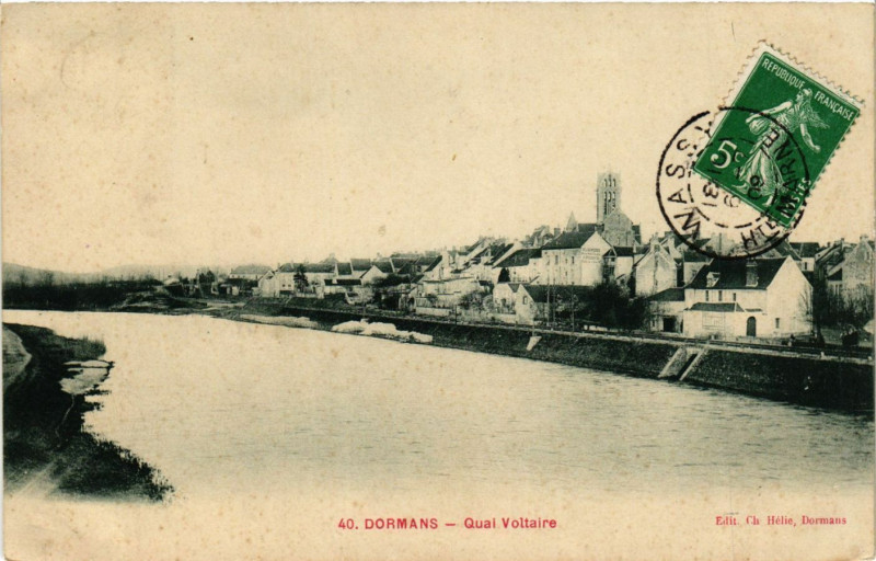 Carte postale ancienne Dormans - Quai Voltaire à Dormans