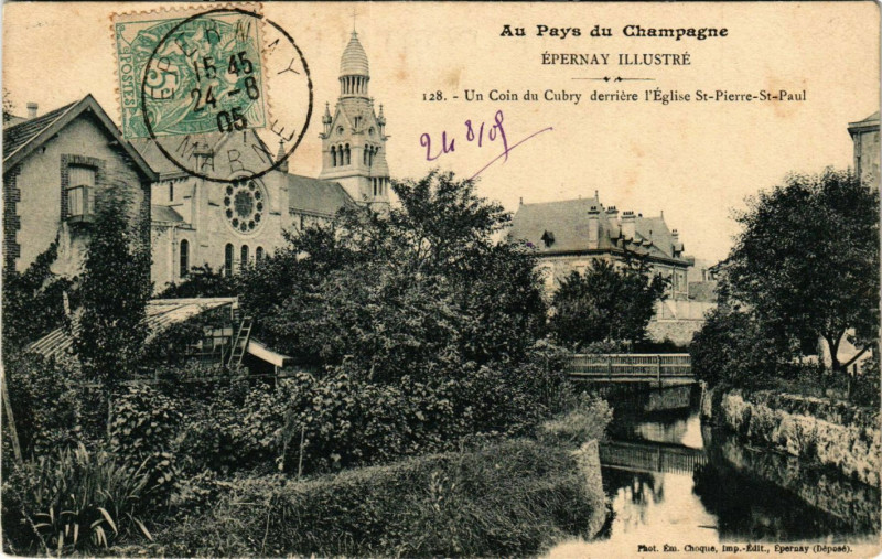 Carte postale ancienne Epernay - Un coin du Cubry à Épernay