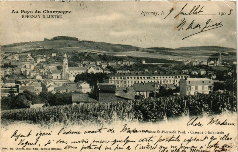 Carte postale ancienne Epernay - Caserne d'Infanterie à Épernay