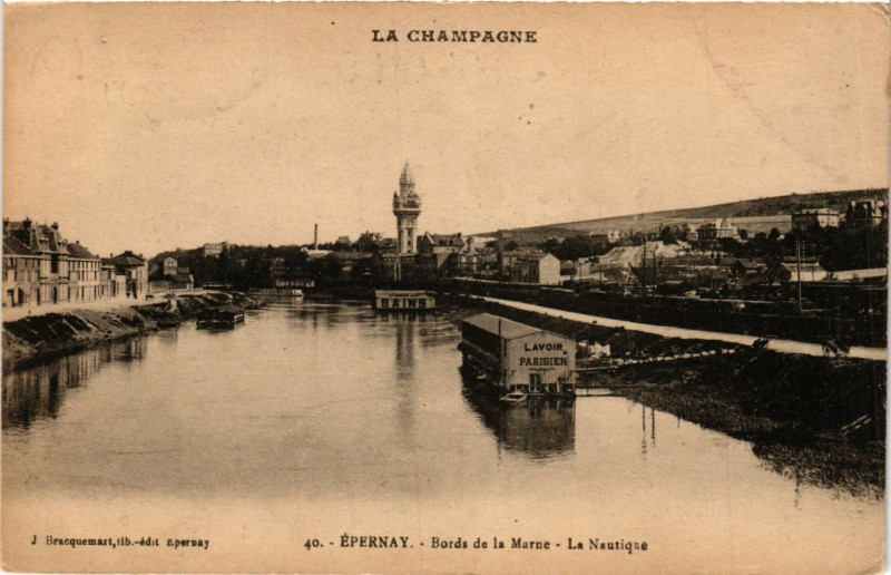 Carte postale ancienne Epernay - Bords de la Marne à Épernay